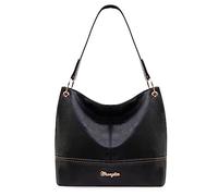 Wrangler Hobo - Bolsos para mujer, de cuero vegano, con asa superior, bolsos de hombro y bolsos de mano, Sólido Negro, Large