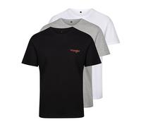 Wrangler Hombres Camiseta de Cuello Redondo Negro/Blanco/Gris Paquete de 3 Pequeño