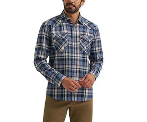Wrangler Iconic Denim Regular Fit Snap Shirt Camisa Button-Down Hombre, Azul Oscuro, XL