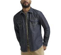 Wrangler Iconic Denim Regular Fit Snap Shirt Camisa con botón bajo para Hombre, Canyon Wash, XL