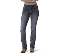 Wrangler Western Mid Rise Stretch Straight Leg Jean Jeans, Oscuro Indigo, 15W x 36L para Mujer