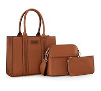 Wrangler Juego de 3 monederos para mujer, bolso de mano cruzado con correa, Marrón, Medium