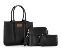 Wrangler Juego de 3 monederos para mujer, bolso de mano cruzado con correa, Negro -, Large
