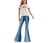 Wrangler Lainey Wilson Slim Ringer - Camiseta para Mujer, Blanco, M
