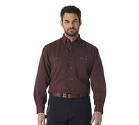 Wrangler Camisa de Trabajo de Manga Larga de Sarga Logger, Granate, L para Hombre