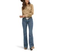 Wrangler Long Sleeve Snap Front Denim Western Shirt Blusas, Cuero Crudo, XXL para Mujer
