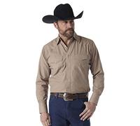 Wrangler Men s Sport Western Two Pocket Long Sleeve Snap Shirt, Dark Tan, L