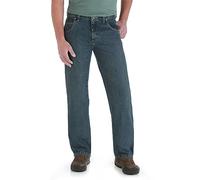 Wrangler Men's Big Rugged Wear Relaxed Straight Fit Jean, Mediterranean, 50x36