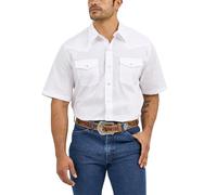Wrangler Men's Sport Western Basic Two Pocket Short Sleeve Snap Shirt, White, Medium