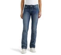 Wrangler Women's Premium Patch Mae Straight Leg Jean-Sits Above Hip, Dark Indigo, 1x32