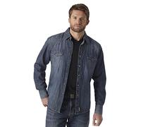 Wrangler Retro Two Pocket Long Sleeve Snap Shirt Camisa, Azul Vaquero, XXL para Hombre