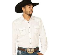 Wrangler Retro Two Pocket Long Sleeve Snap Shirt Camisa, Blanco, M para Hombre