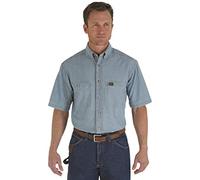 RIGGS WORKWEAR by Wrangler Men's Chambray Work Shirt,Light Blue,Large