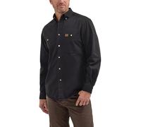 Wrangler Riggs Workwear - Camisa de trabajo de hombre de sarga, manga larga., Negro, 3X Tall
