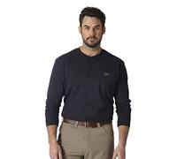 Wrangler Riggs Workwear Henley - Camiseta de Manga Larga para Hombre, Azul Marino, XXL