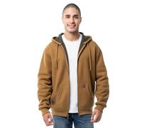 Wrangler Riggs Workwear Sudadera térmica Sherpa con capucha y cremallera para hombre, Duck Heather Brown/Dark Brown, Large