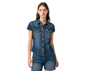 Wrangler Shrunken Shirt Camiseta, Crazy Indigo, S Mujeres