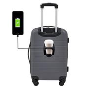 Wrangler Smart Luggage Set with Cup Holder and USB Port, Quiet Shade, 20-Inch Carry-On