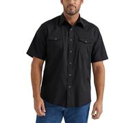 Wrangler Sport Western Basic Two Pocket Short Sleeve Snap Shirt Camisa, Negro, M para Hombre