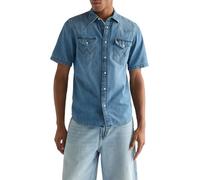 Wrangler SS Western Shirt Camiseta, Mid Light Wash, L Hombres