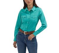 Wrangler Western - Camisa Retro Abotonada para Mujer, Turquesa -, XXXL