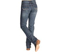 Wrangler Western Mid Rise Stretch Straight Leg Jean Jeans, Índigo Oscuro/índigo, 9 para Mujer