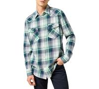 Wrangler Western Shirt Camiseta para Hombre, Green Blue, XL