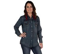 Wrangler Women's Long Sleeve Western Yoke Snap Work Shirt, Denim, M