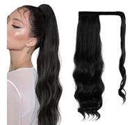 Wrap around Ponytail Extension Clip in Ponytail Hair Extensions Natural Wavy Hairpiece Pony Tail Extension für Frauen Mädchen (2# Black, 50,52 Zoll wellig)