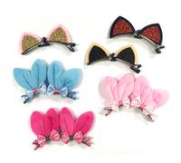 Wrapables Rabbit and Cat Ears with Bow Alligator Hair Clips (Set of 12)