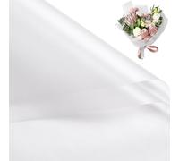 WRAPAHOLIC 20 hojas de papel de regalo de flores - 22.4 x 22.4 pulgadas, blanco translúcido puro, resistente al agua, papel de embalaje de suministros de floristería para boda, regalo de cumpleaños,