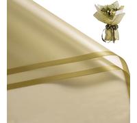 WRAPAHOLIC 20 hojas de papel de regalo de flores - 22.4 x 22.4 pulgadas, papel de regalo de ramo floral impermeable con borde dorado, suministros de floristería, papel de embalaje para boda, regalo de