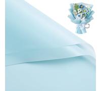 WRAPAHOLIC 20 hojas de papel de regalo de flores, 22.4 x 22.4 pulgadas, papel de regalo floral impermeable azul claro, suministros de floristería para boda, regalo de cumpleaños, bricolaje