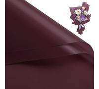 WRAPAHOLIC 20 hojas de papel de regalo de flores, 22.4 x 22.4 pulgadas, papel de regalo floral impermeable rojo vino puro, suministros de floristería, papel de embalaje para boda, regalo de