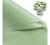 WRAPAHOLIC 20 hojas de papel de regalo de flores, 22.4 x 22.4 pulgadas, papel de regalo floral verde claro puro, resistente al agua, suministros de floristería, papel de embalaje para boda, regalo de