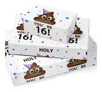 WRAPAHOLIC Divertida hoja de papel de regalo de 16 cumpleaños - 6 hojas de diseño de Holy Shit You're 16 plegadas para cumpleaños, fiestas, bromas, 19.7 x 27.5 pulgadas por hoja