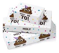 WRAPAHOLIC Divertida hoja de papel de regalo de 70 cumpleaños - 6 hojas de diseño de Holy Shit You're 70 plegadas para cumpleaños, fiestas, bromas, 19.7 x 27.5 pulgadas por hoja