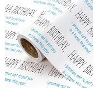 WRAPAHOLIC Divertido rollo de papel de regalo de cumpleaños, mini rollo, 17 pulgadas x 16.5 pies, diseño de letras Happy Birthday, I Promise Not to Put You in A Home This Year