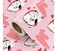 WRAPAHOLIC Divertido rollo de papel de regalo para el día de San Valentín, mini rollo, 17 pulgadas x 16.5 pies, adorable diseño de pareja de gatos y ser maullido, perfecto para fiestas, celebraciones