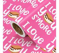 WRAPAHOLIC Divertido rollo de papel de regalo para el día de San Valentín, mini rollo, 17 pulgadas x 16.5 pies, diseño Sweet Food Puns I Love You S'more, perfecto para aniversario, boda, fiesta