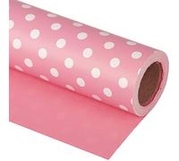 WRAPAHOLIC Papel de envolver reversible, 17 pulgadas x 33 pies, diseño rosa y lunares para cumpleaños, vacaciones, boda, baby shower