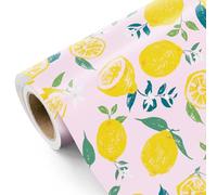 WRAPAHOLIC Rollo de papel de regalo de limón, mini rollo, 17 pulgadas x 33 pies, diseño de limón y hojas, perfecto para cumpleaños, bodas, despedidas de soltera