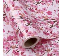 WRAPAHOLIC Rollo de papel de regalo floral - Mini rollo - 17 pulgadas x 33 pies - Papel de regalo de flor de Sakura para cumpleaños, boda, despedida de soltera, día de la madre, día de San Valentín