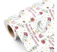 WRAPAHOLIC Silly Goose - Rollo de papel de regalo de Navidad, mini rollo, 17 pulgadas x 16.5 pies, diseño de feliz Navidad con texto en inglés "To My Silly Goose Merry Christmas" para festividades de