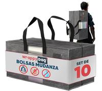 WRAPPYBAG - Set de 10 Bolsas Mudanza Grandes - Bolsas de Almacenaje para Ropa y Ropa de Cama (76x36x38 cm) - Bolsas Mudanza Reutilizables, Resistentes y Antihumedad con Asas Reforzadas