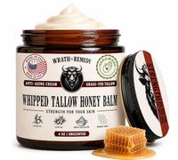 Wrath & Remedy Sebo de ternera orgánica batida a mano para la piel, 100 ml (sin fragancia), crema hidratante de sebo de vaca con hierba y bálsamo de miel para pieles sensibles y sedosas, con eczema