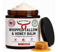 Wrath & Remedy Sebo de ternera orgánica batida a mano para la piel, 100 ml (sin fragancia), crema hidratante de sebo de vaca con hierba y bálsamo de miel para pieles sensibles y sedosas, con eczema