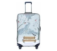 Wratle Funda protectora elástica para maleta, se adapta a equipaje de 18 a 30 pulgadas, diseño de flor de loto bohemio, Birds in the Park on a Snowy Day, S