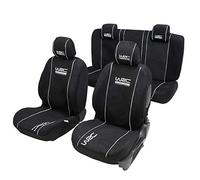WRC Funda de asiento universal Kit completo : 2 asientos (delanteros) + banqueta fraccionable (trasera) - Poliéster Negro (Ref: 7338)