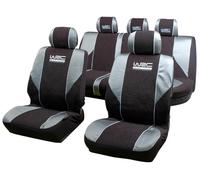 WRC 007339 Rally - Fundas universales para Asientos Delanteros y Traseros de Coche (4 Piezas), Color Negro y Plateado